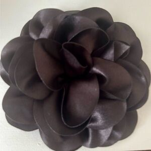 Elegant Black Satin Flower Brooch